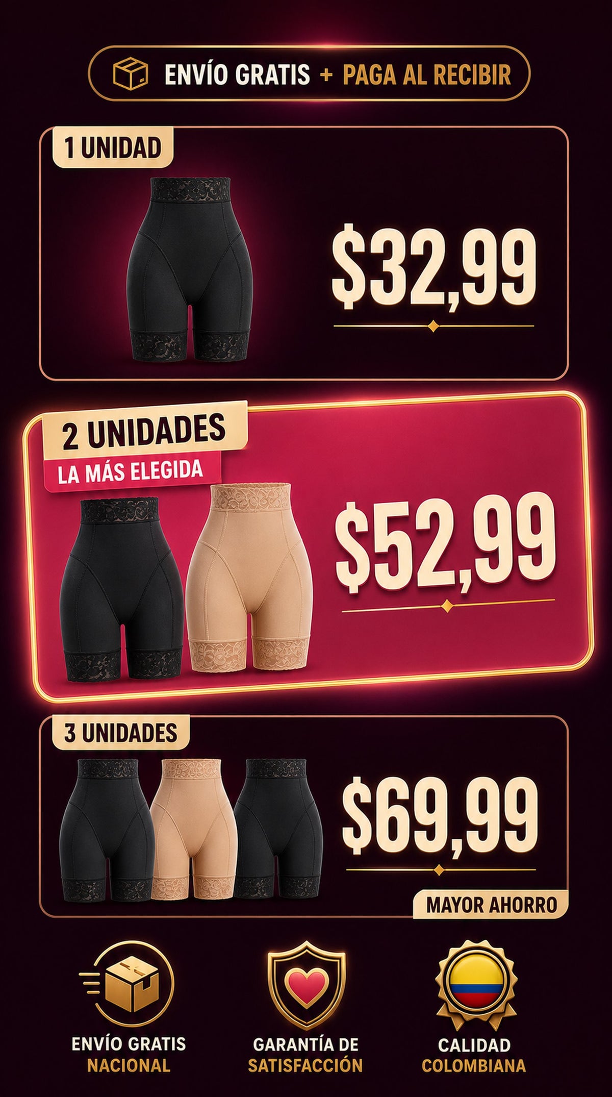 SHORT FAJA LEVANTA COLA COLOMBIANO