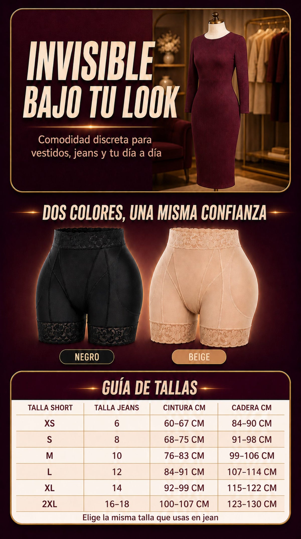 SHORT FAJA LEVANTA COLA COLOMBIANO