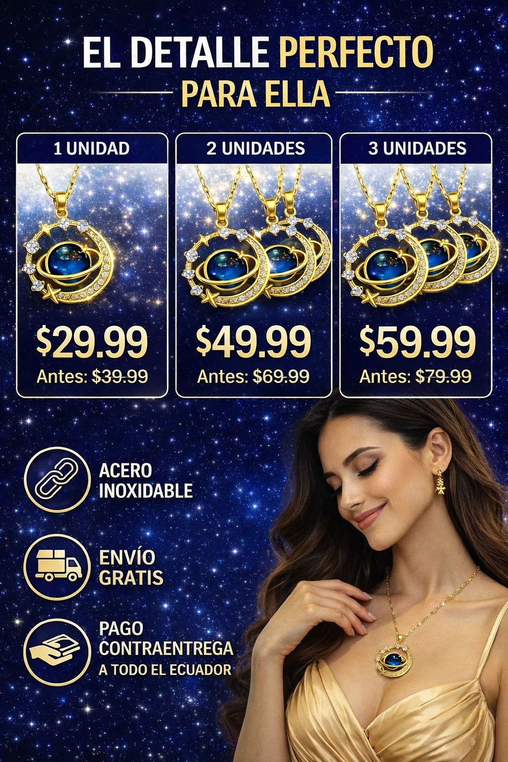 Collar Planeta Saturno Luna