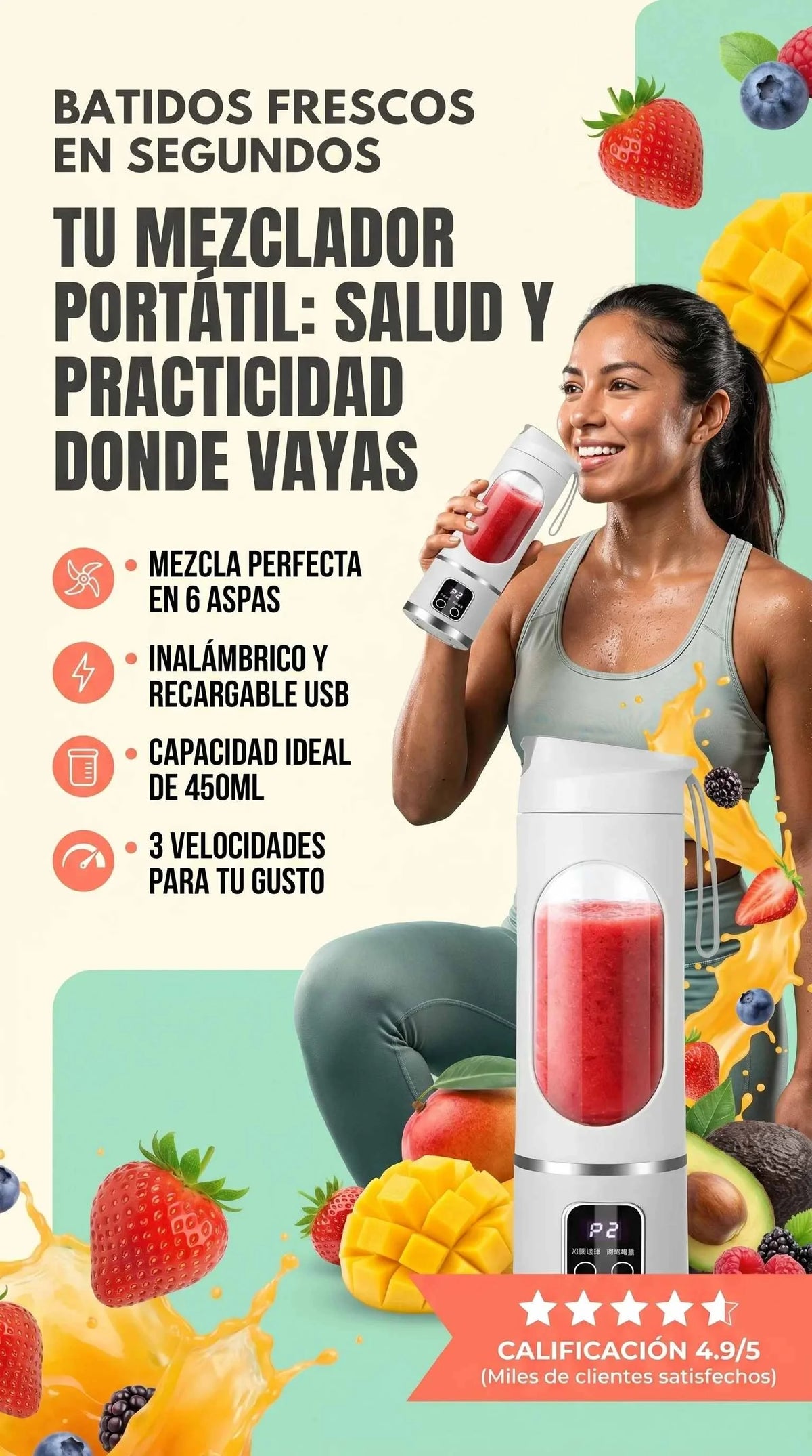 MINILICUADORA PORTATIL 6 ASPAS
