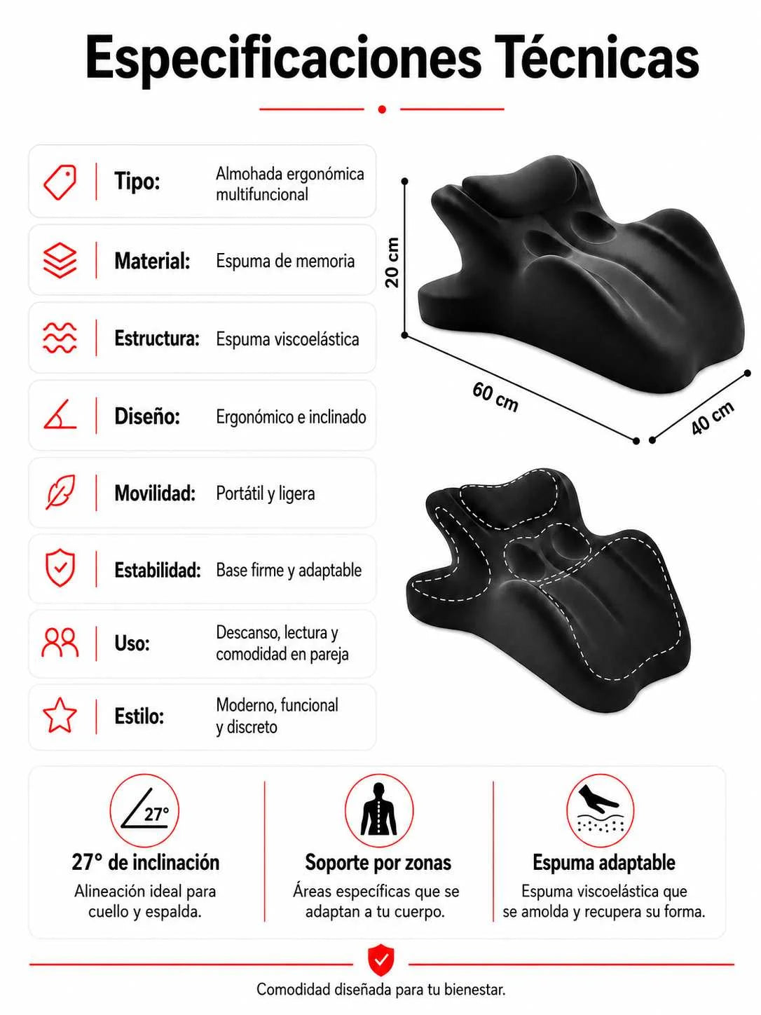 ALMOHADA ERGONÓMICA para PAREJAS