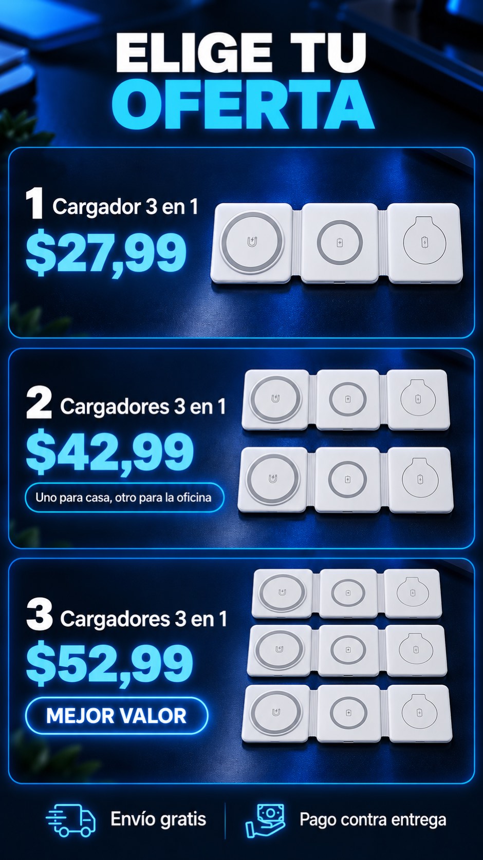 Cargador Inalámbrico Magnético 3 en 1
