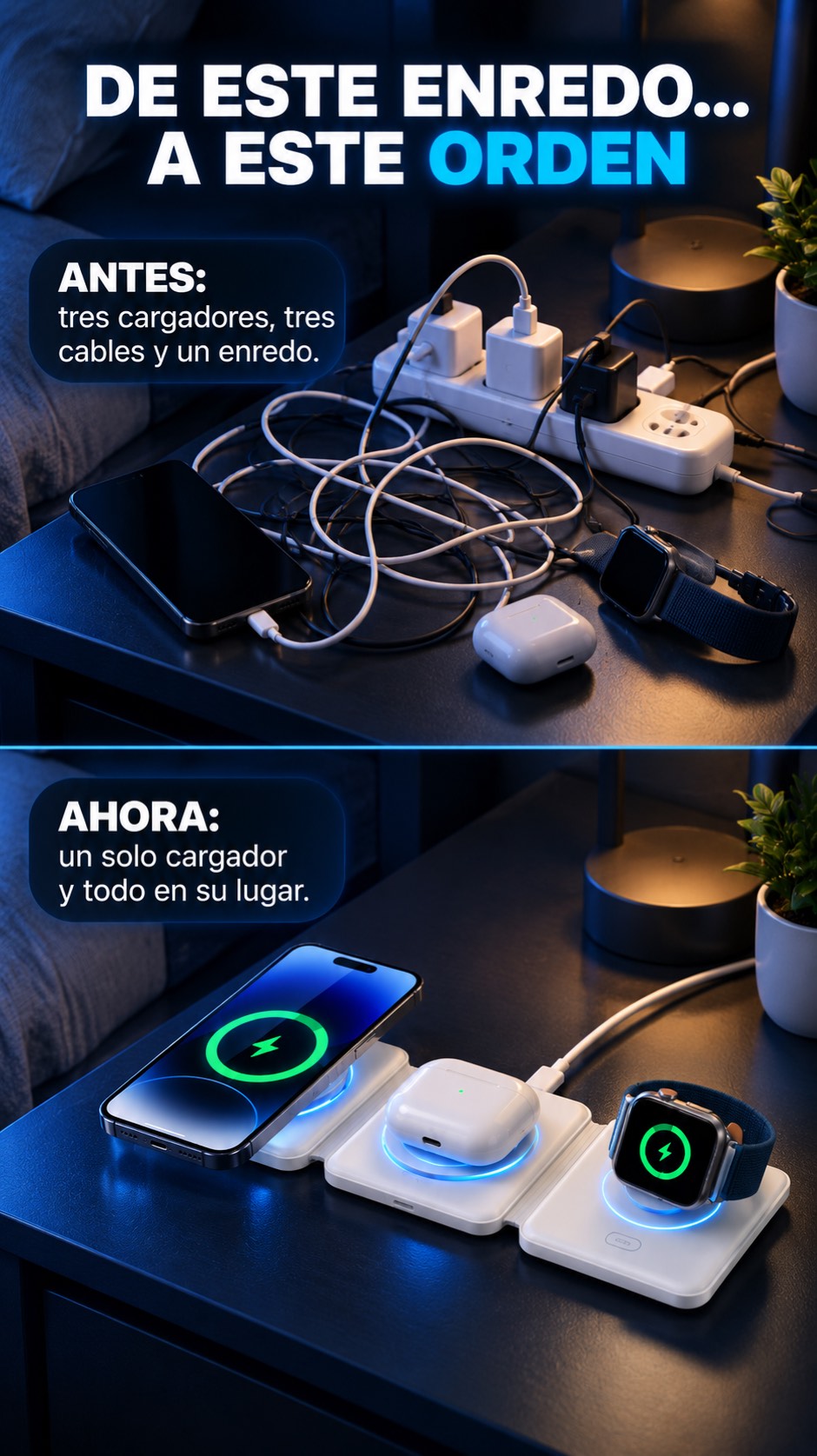 Cargador Inalámbrico Magnético 3 en 1