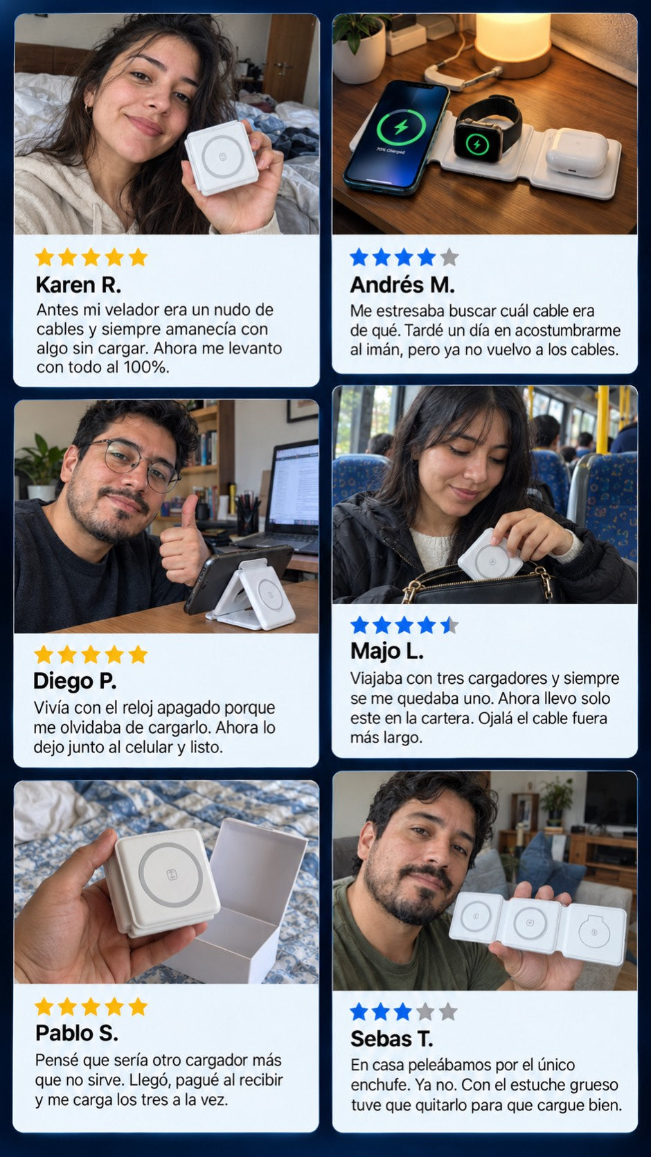 Cargador Inalámbrico Magnético 3 en 1
