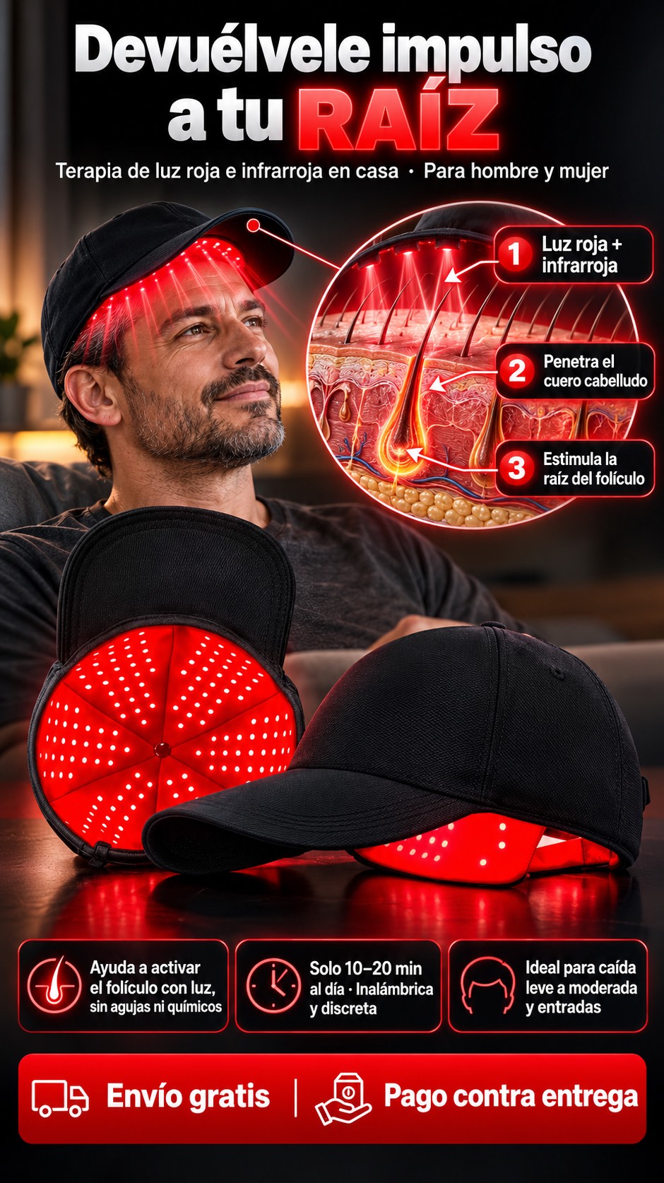 Gorra Capilar con Luz Infrarroja