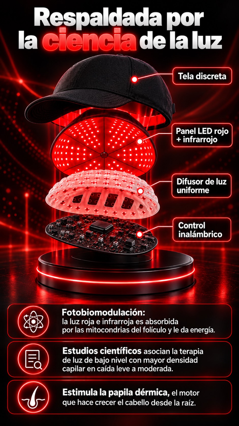 Gorra Capilar con Luz Infrarroja
